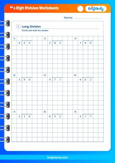 Double Digit Division Worksheet