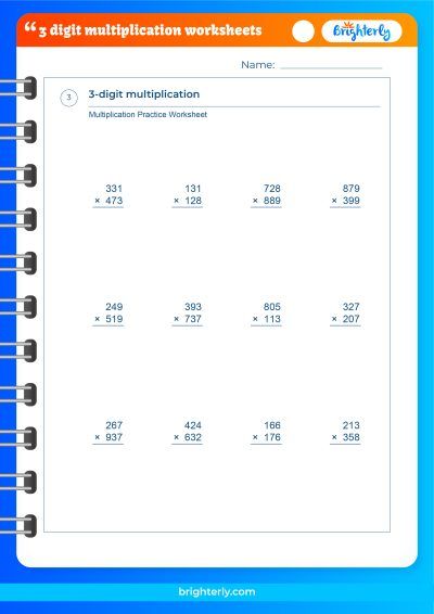 Multiplying 3 Numbers Worksheets