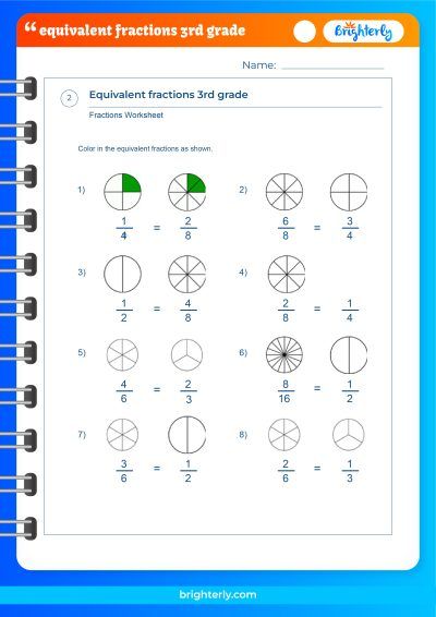 Equivalent Fractions 3Rd Grade Worksheets