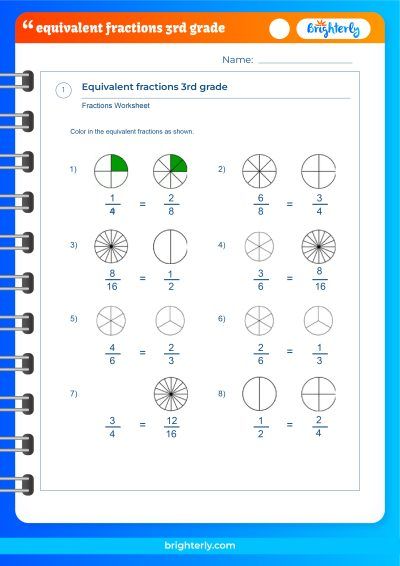 Equivalent Fractions Worksheets Grade 3 PDF