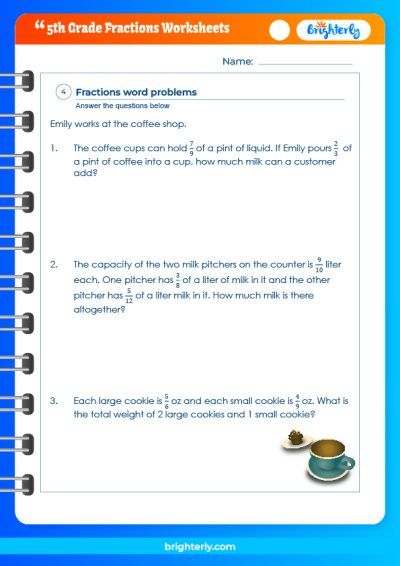 Fractions For 5Th Graders Worksheets