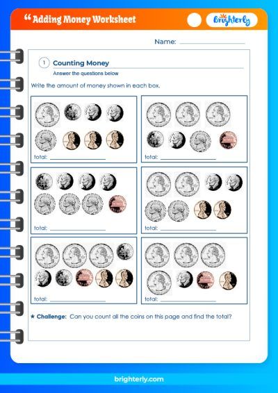 Adding Coins Worksheet Free