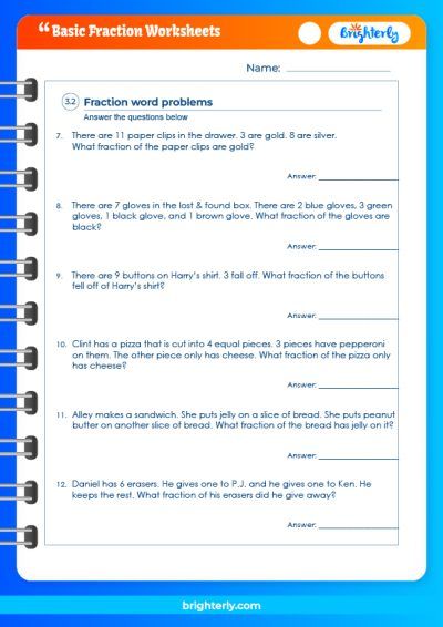 Basic Fractions Worksheet