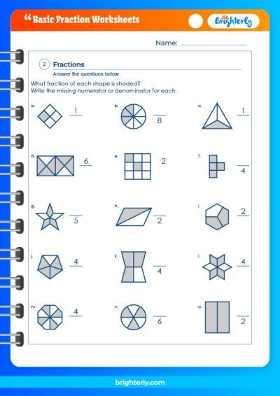 Basic Fractions Worksheets