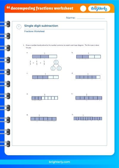 Decomposing Fractions Worksheet 4Th Grade