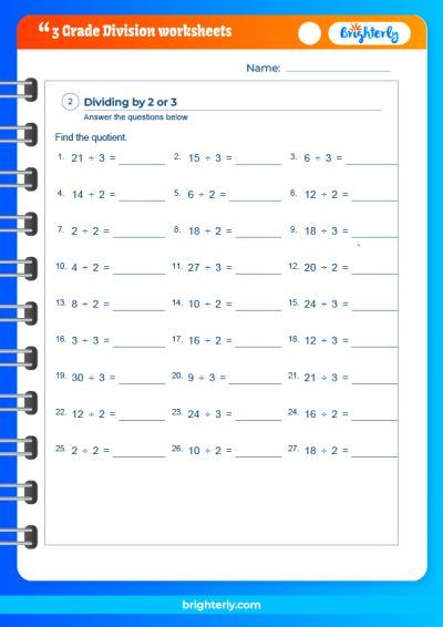 Third Grade Division Worksheets