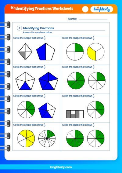 Identifying Fractions Worksheets PDF