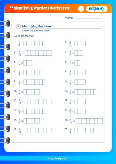 Identifying Fraction Worksheets