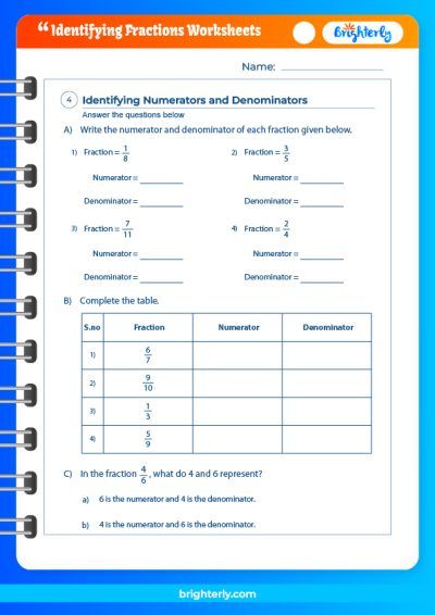 Free Identifying Fraction Worksheets