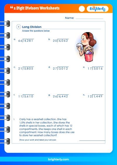 Long Division With 2 Digit Divisors Worksheet