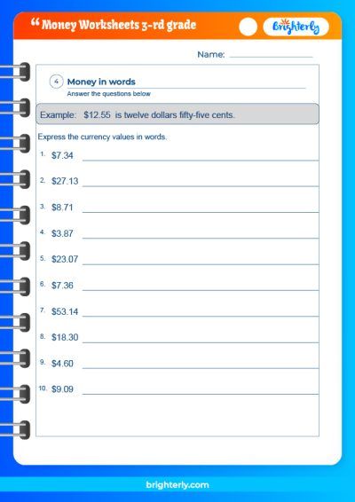 Free Money Worksheets For 3Rd Grade