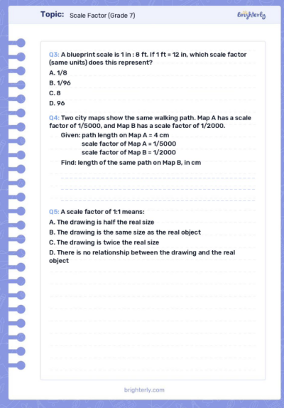 Printable Scale Factor Worksheets in PDF: Dilation Practice with Answers