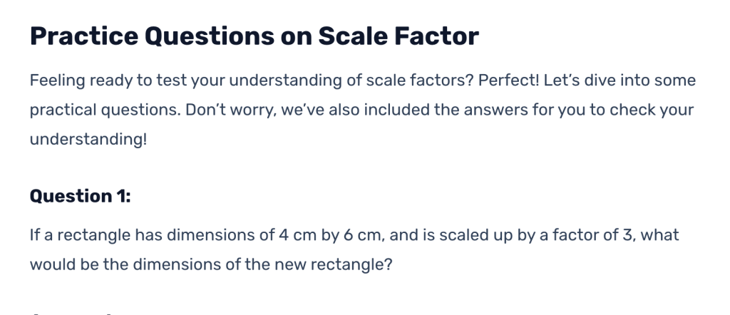 Scale factor worksheet PDF: Tests