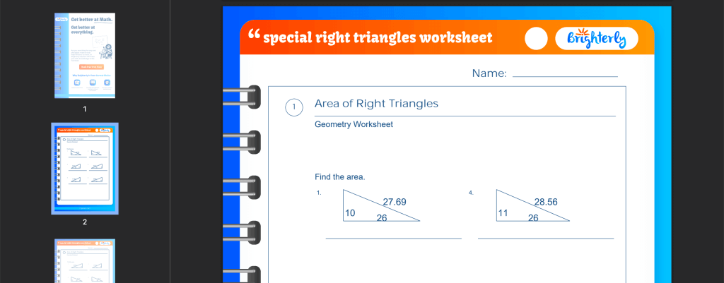 Right triangle trig worksheet: Examples