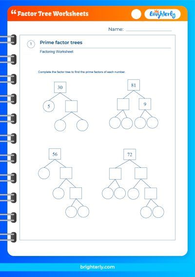 Prime Factor Trees Worksheets Grade 6