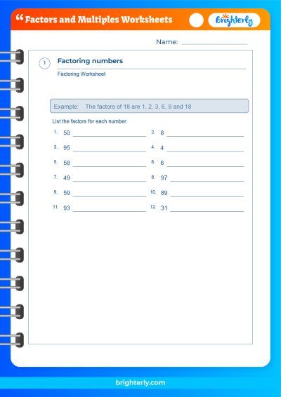 Factors And Multiples Worksheet PDF