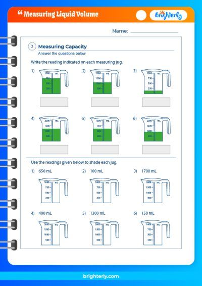 Measuring Liquids Worksheet Answers