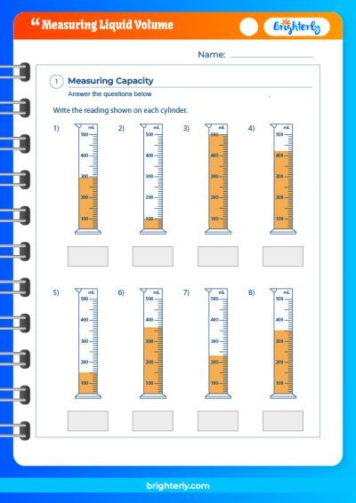 Measuring Liquid Volume Worksheet Answers PDF