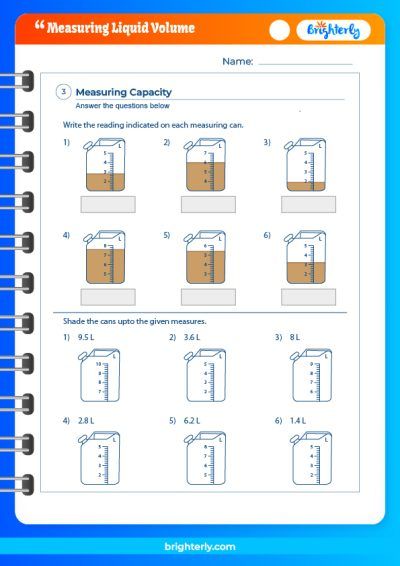 Measuring Liquids Worksheets