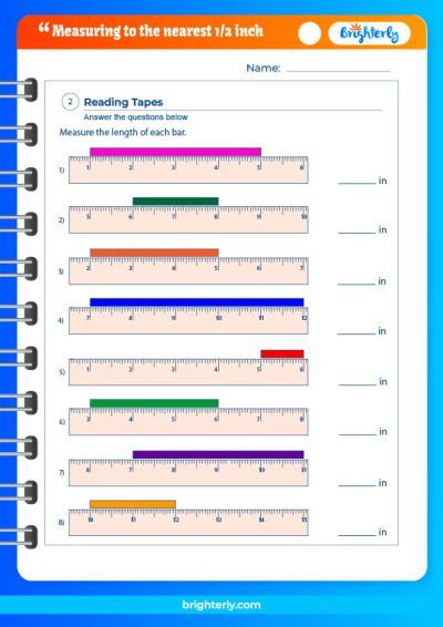 Measuring To The Half Inch Worksheet