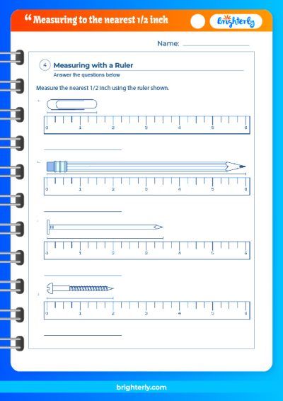 Measuring To Half Inch Worksheet