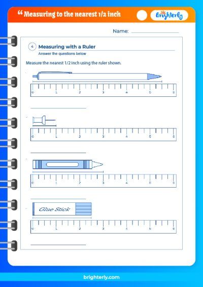 Measuring To The Nearest 1/2 Inch Worksheet