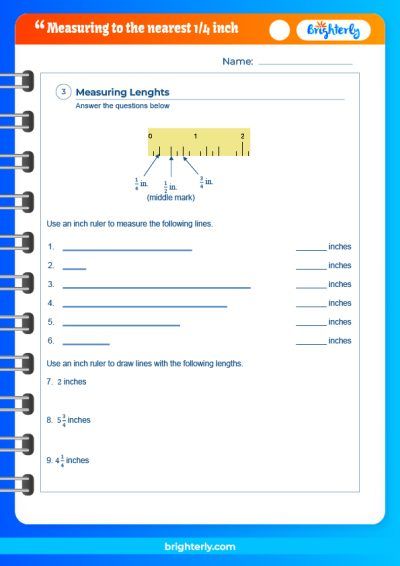 Measuring To Quarter Inch Worksheet