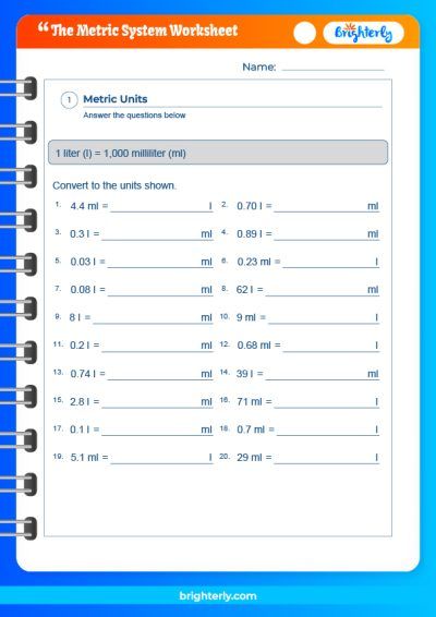 Metric System Practice Worksheet