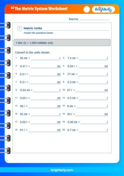 Metric System Conversions Worksheet