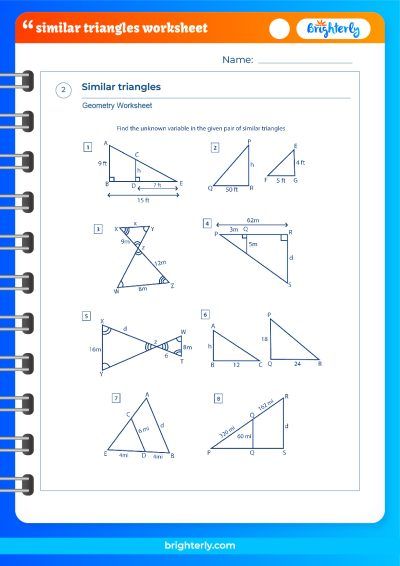 Similar Triangles Worksheet Answers