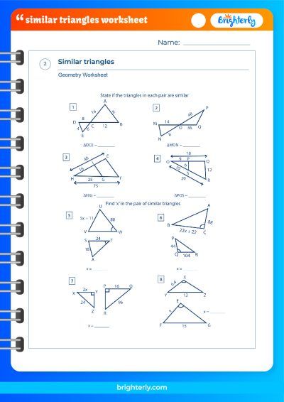 Similar Triangle Worksheet Answer Key