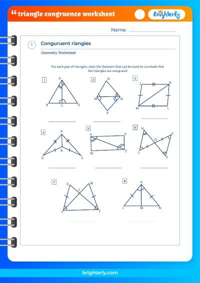 Geometry Worksheets Congruent Triangles