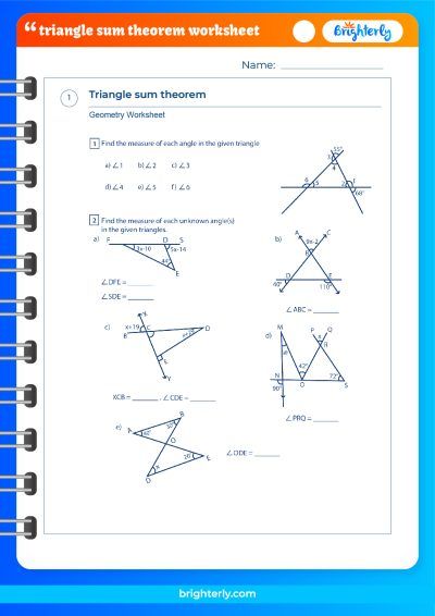 Triangle Angle Sum Worksheet PDF