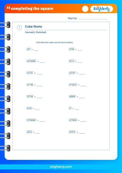 Cube Root Practice Worksheets