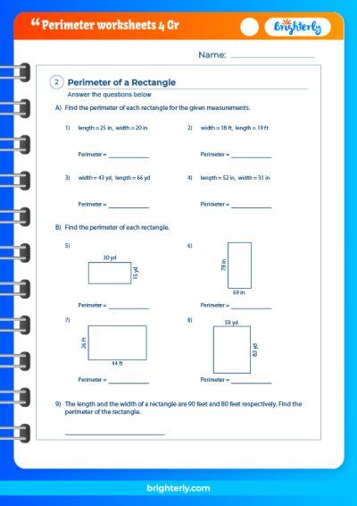 Perimeter Worksheets Grade 4