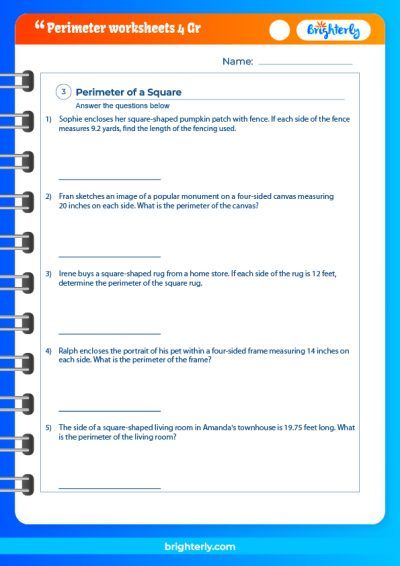 Perimeter Worksheet 4Th Grade