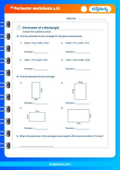 Perimeter 4Th Grade Worksheets