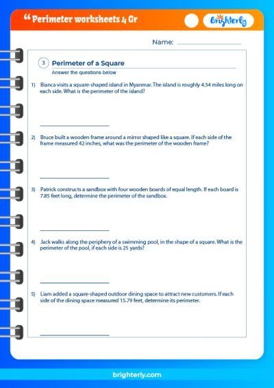 Perimeter Worksheets 4Th Grade