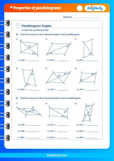 Properties Of Parallelogram Worksheet Answers