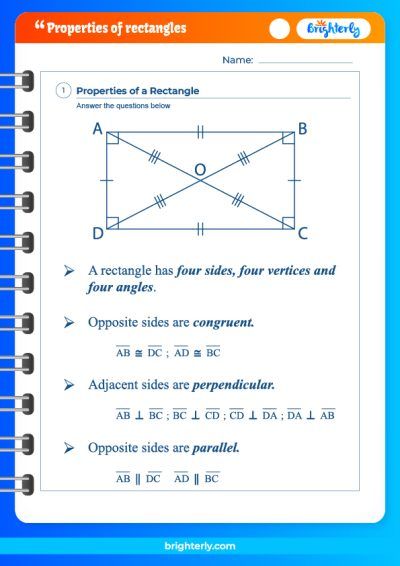 Geometry Properties Of Rectangles Rhombi And Squares Worksheet Answers