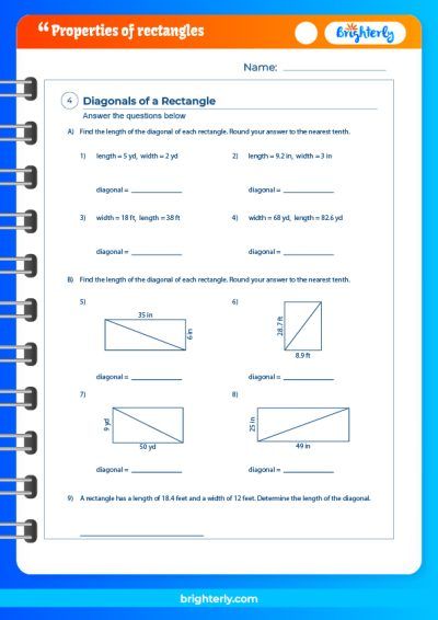 Rectangles Properties Worksheet