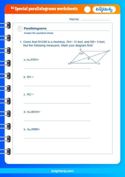 Parallelogram Rectangle Rhombus Square Worksheet