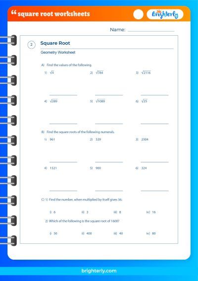 Square Root Worksheet