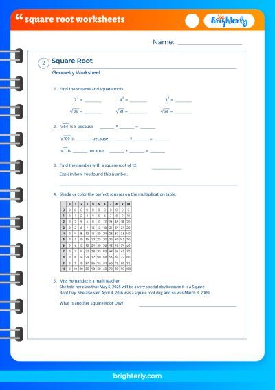 Simplifying Square Root Worksheets