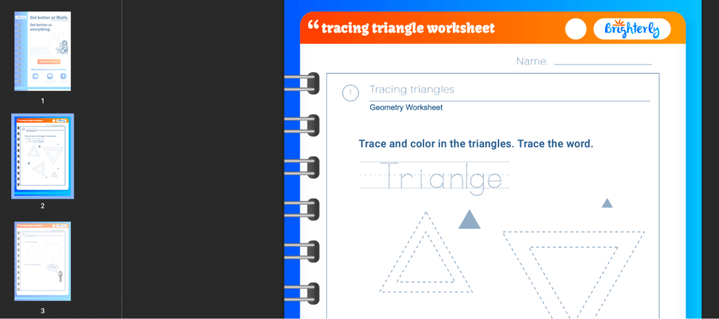 Triangles worksheet: Examples