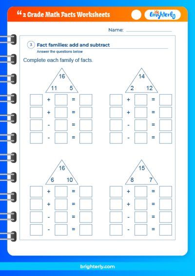 Fact Family Worksheets 2nd Grade