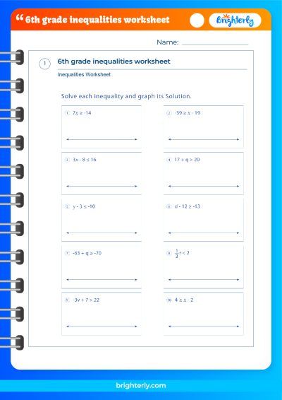 Inequalities Worksheets Grade 6