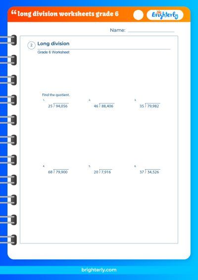 6Th Grade Long Division Worksheet