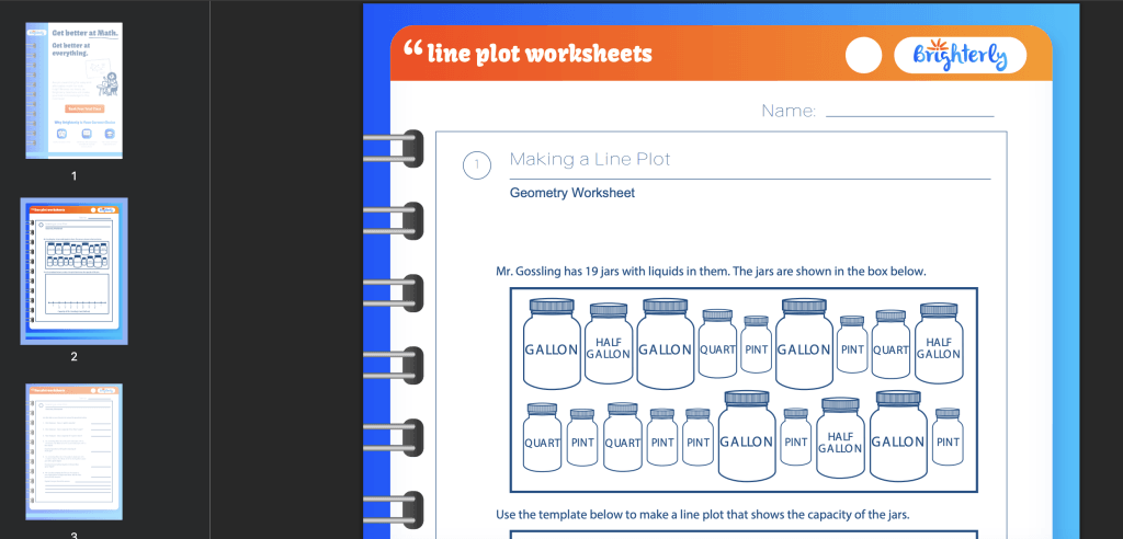Line Plot Worksheets