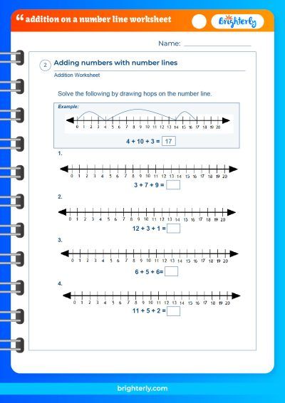 Free Printable Number Line Addition Worksheets